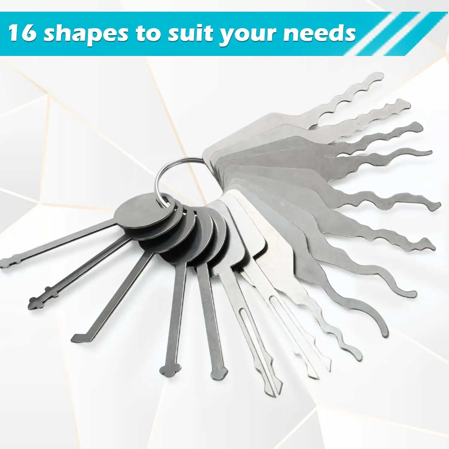 16 قطعة مجموعة أدوات إصلاح مجموعة الخطافات، أدوات يدوية للسيارات، مجموعة أدوات اختيار السيارة من الفولاذ المقاوم للصدأ لصندوق أدوات الخزانة