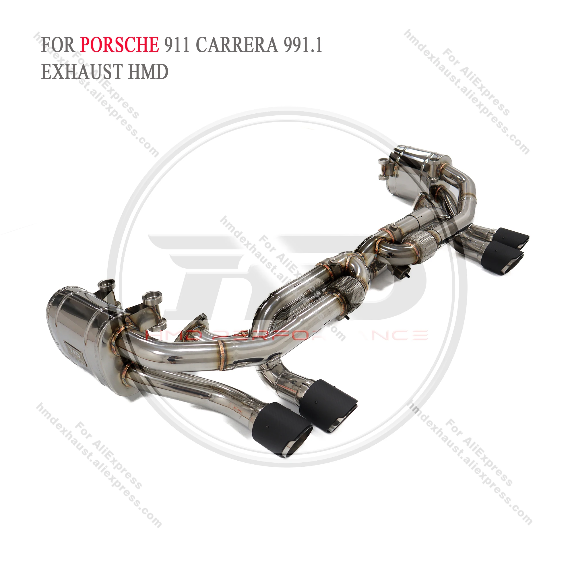 HMD Stainless Steel Exhaust System Performance Catback for Porsche 911 991.1 Carrera Targa Cabliolet Valve Muffler