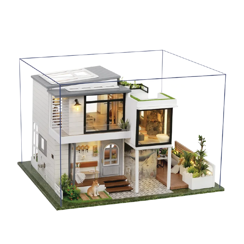 Casa de muñecas con muebles de madera para niños, caja en miniatura, rompecabezas, ensamblaje 3d, Kits de casa de muñecas, juguetes para niños, regalo de cumpleaños