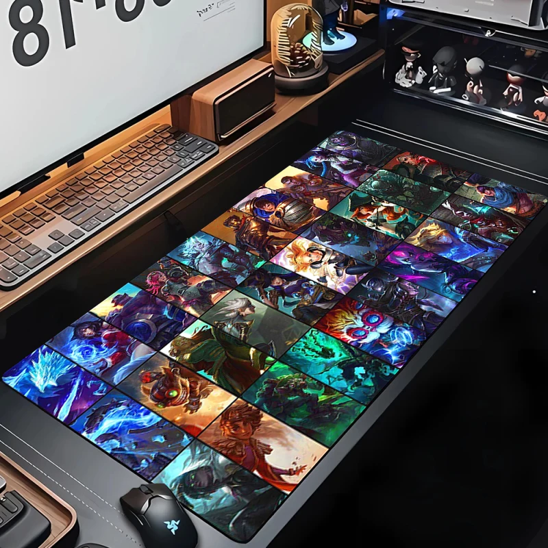 Large Game League of Legends Mouse Pad Gamer Cabinet Keyboard Deskmat Cartoon Arcane Gaming Accessories Computer Jinx Mousepad