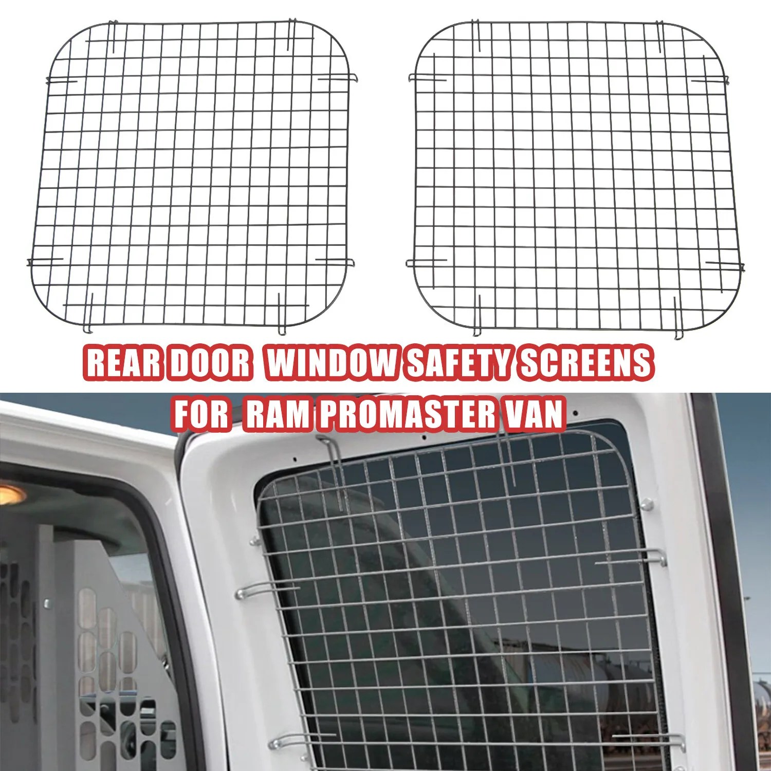 

Van Window Safety Screens set for Ram Promaster Rear Door 2PCS carbon steel