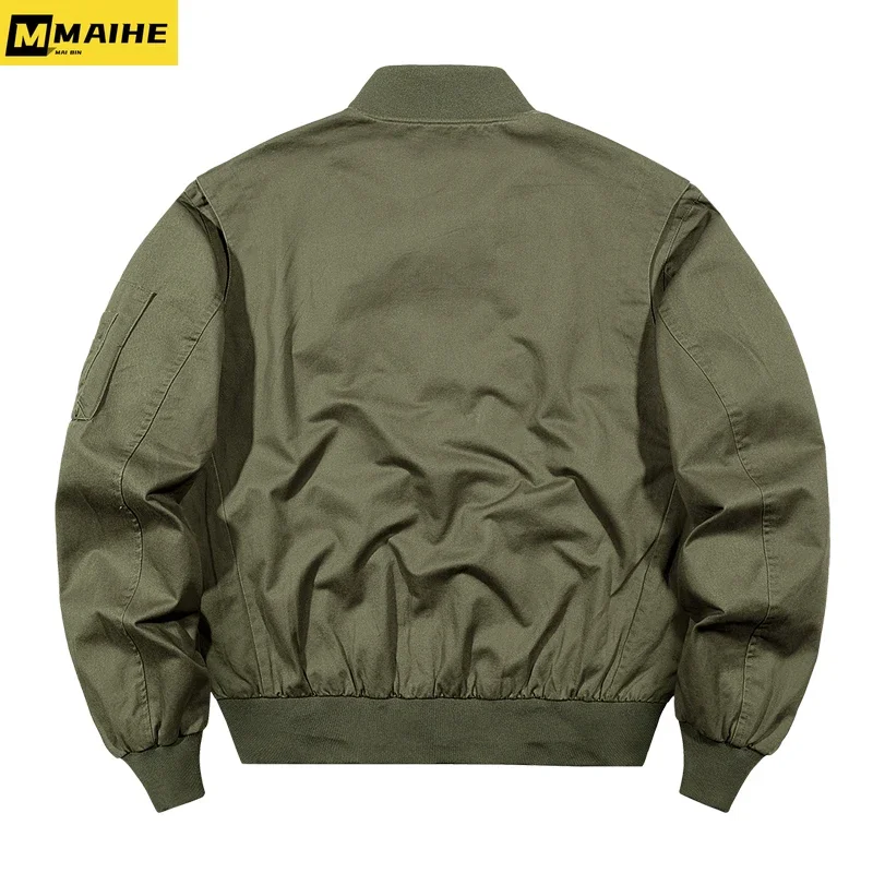 Autumn/Winter MA1 Cargo Jacket Men's Vintage Oversized Three-dimensional Pocket Baseball Uniform Gorpcore Men's Army Green Coat