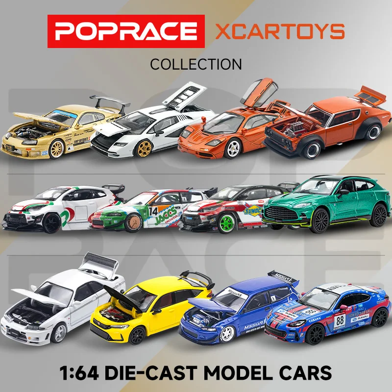

PopRace 1:64 XCARTOYS Nissan Ford McLaren Honda Aston Martin Alloy Car Model kids toys boys toys