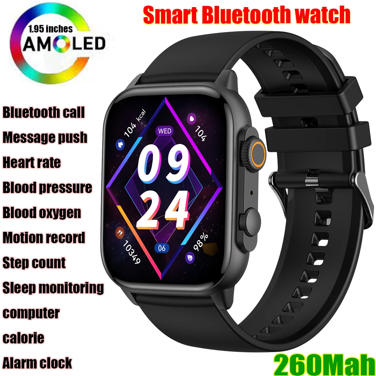 

2025 Smart Bluetooth Watch call screen Steady on stock pressure Heart rate Blood pressure exercise steps AMOLED men and women