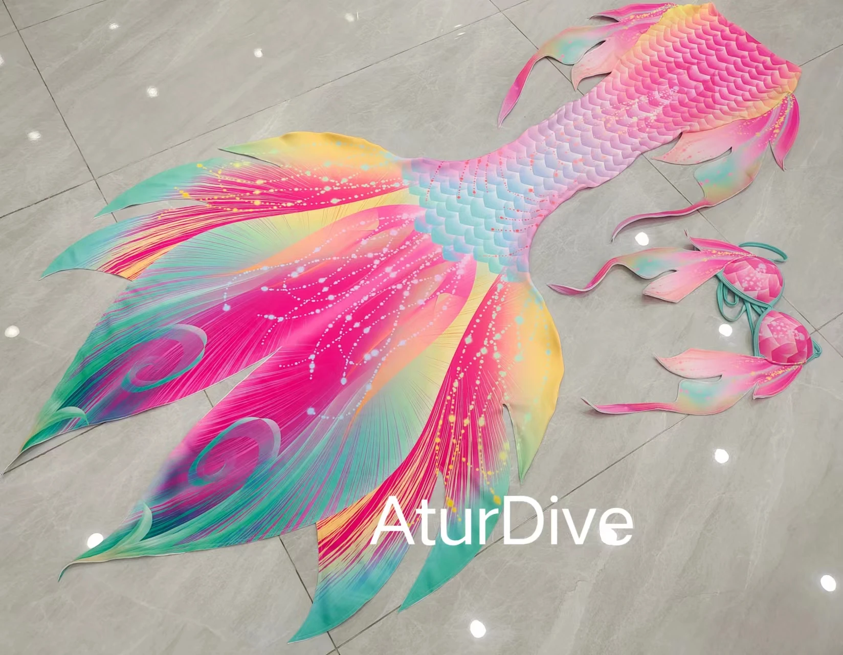 AturDive mermaid tail skin adult children parent-child large professional aquarium performance customized large size