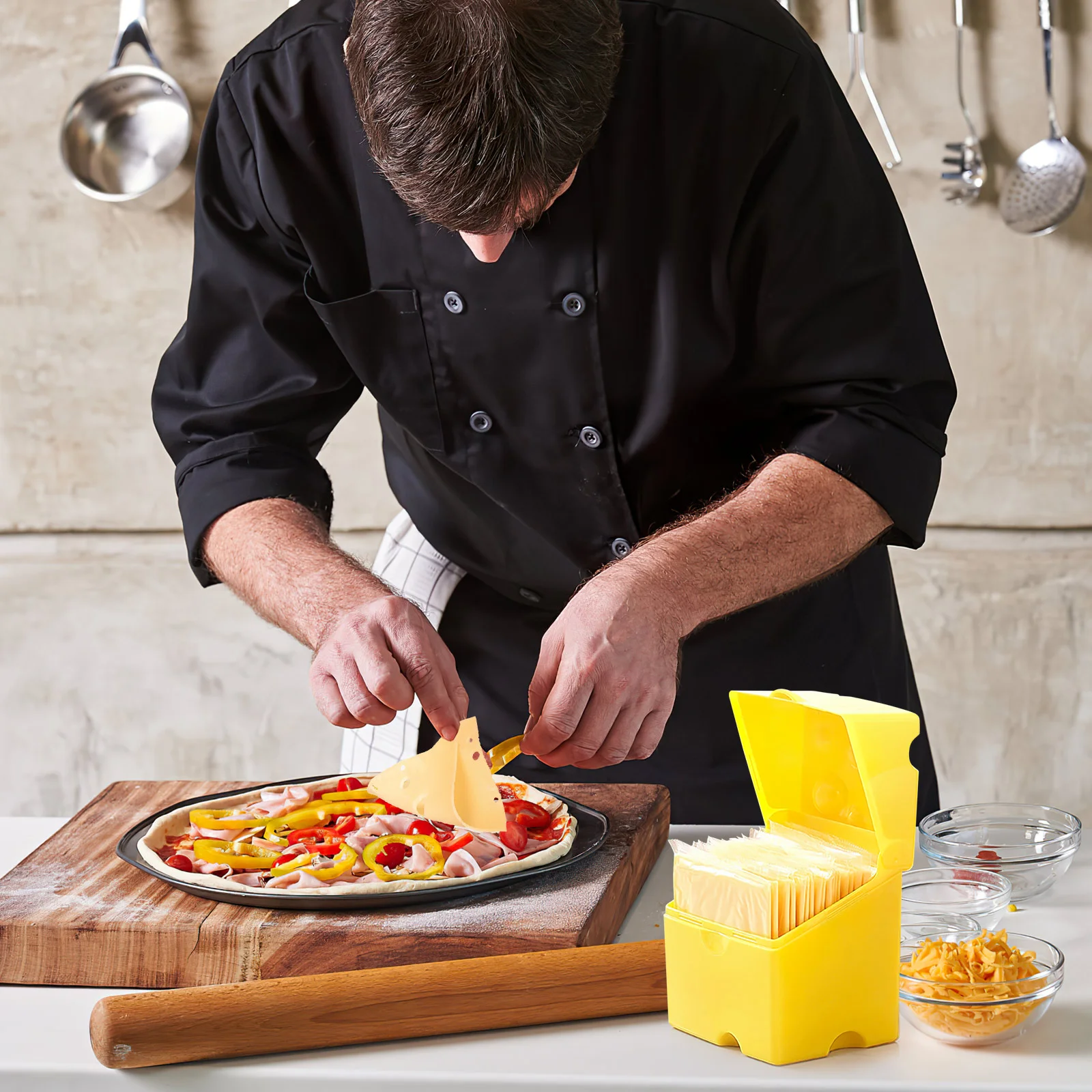 Récipients alimentaires avec couvercles tranche de fromage bac à légumes réfrigérateur stockage petites boîtes beurre cuisine Design cas jaune voyage