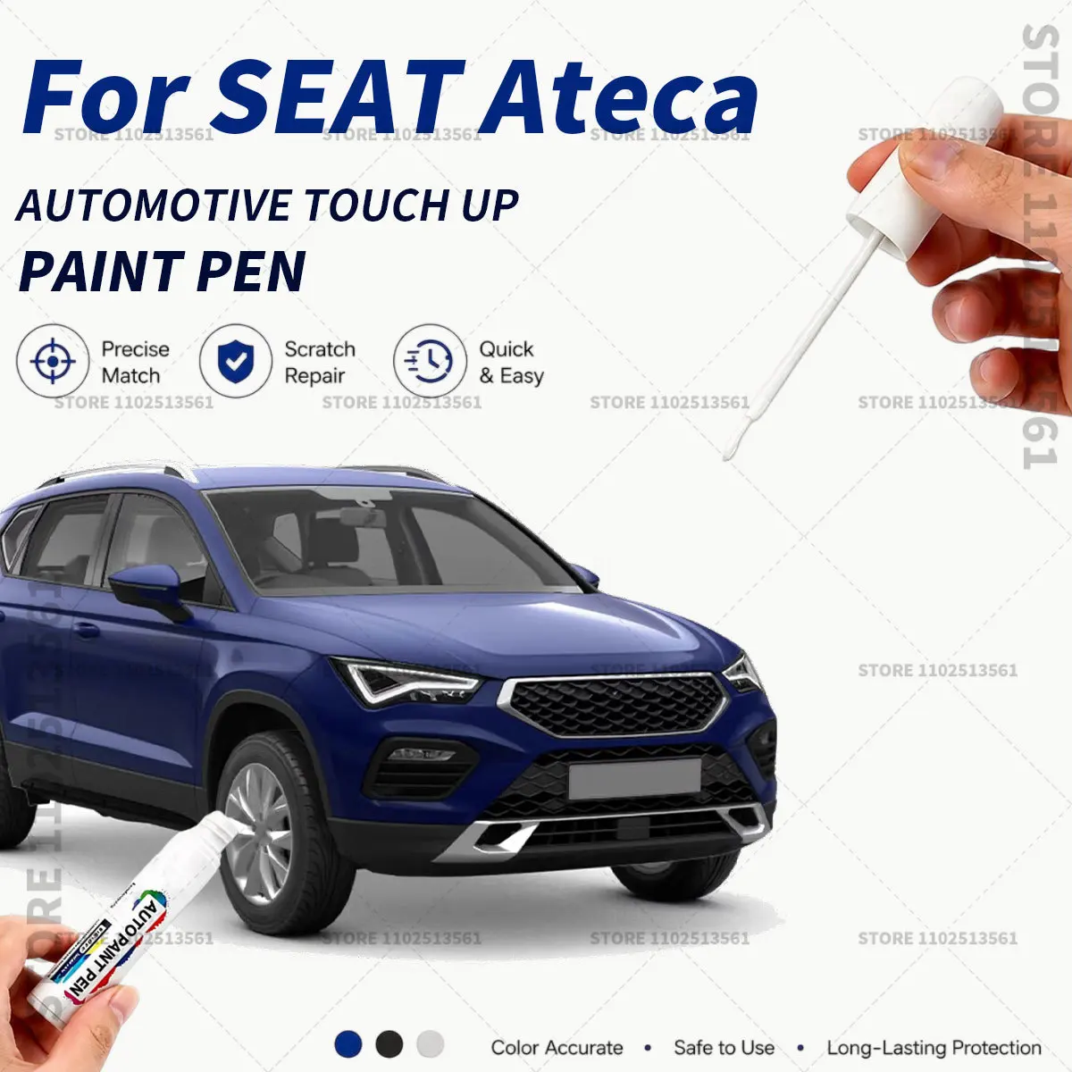 Car Paint Repair Marker Pen Quick Dry Scratch Remover Touch Up Coating Pen For Auto Accessories For SEAT Ateca White Blue Black