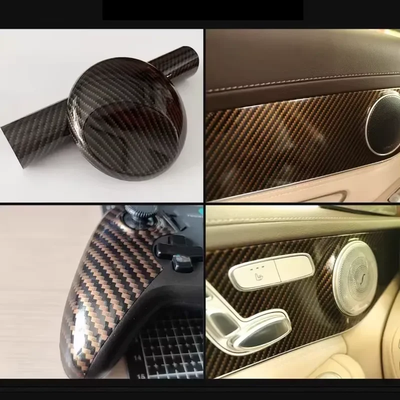 High Gloss Texture Black Gold Black Silver 3d 5d Body Interior Accessories Vinyl Decoration Films Car Carbon Fiber Sticker