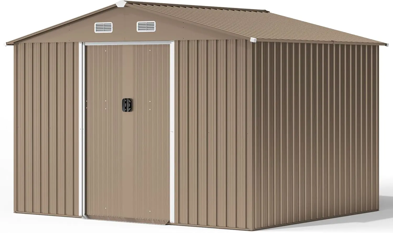 Kullavik 10FT x 8FT Outdoor Storage Shed,Waterproof Metal Tool Shed with Lockable Sliding Door and Air Vents,Metal Storage