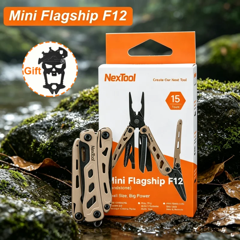 Nextool Mini Flagship F12  15 In 1 Multitool Plier With Wire Cutters Scissors Clip Bottle Opener File Ruler Outdoor Camping Tool