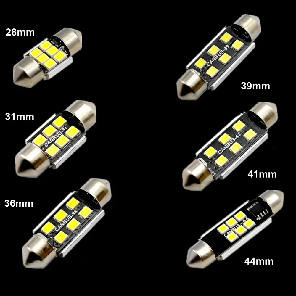 YHKOMS Festoon Bulbs Canbus 28MM 31MM 36MM 39MM 41MM 44MM For Car Interior License Plate Dome Trunk Lights Pack Of 2 Pieces