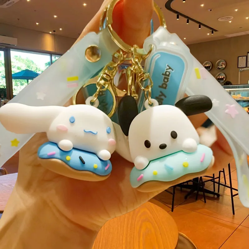 New Sanrio Hello Kitty Donut Pendant Kawaii Anime Cartoon Kuromi Cinnamoroll Keychain Cute Bag Pendant Keychain Girl Gift Toys