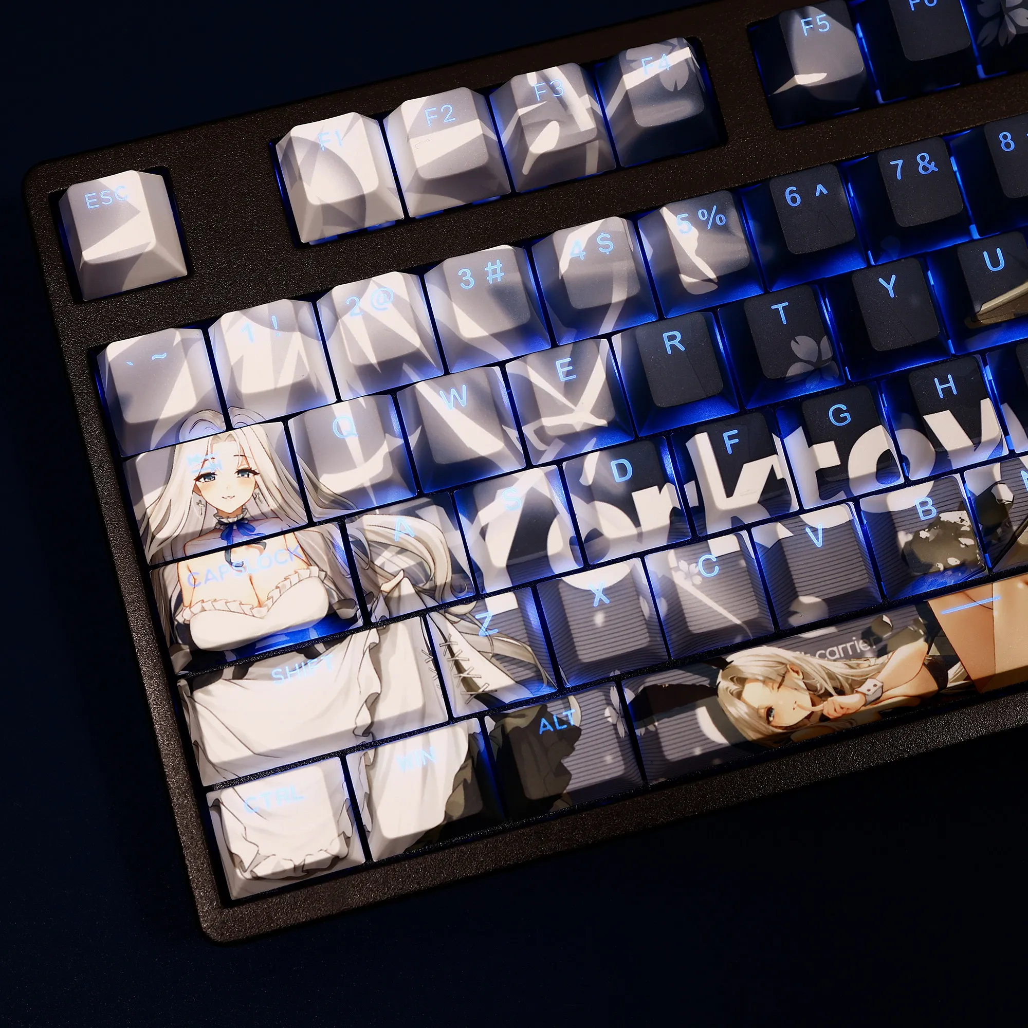 108 Keys Set Yorktown Azur Lane Cute PBT Keycaps Cherry Height for MX Switch Mechanical Keyboard Game Custom
