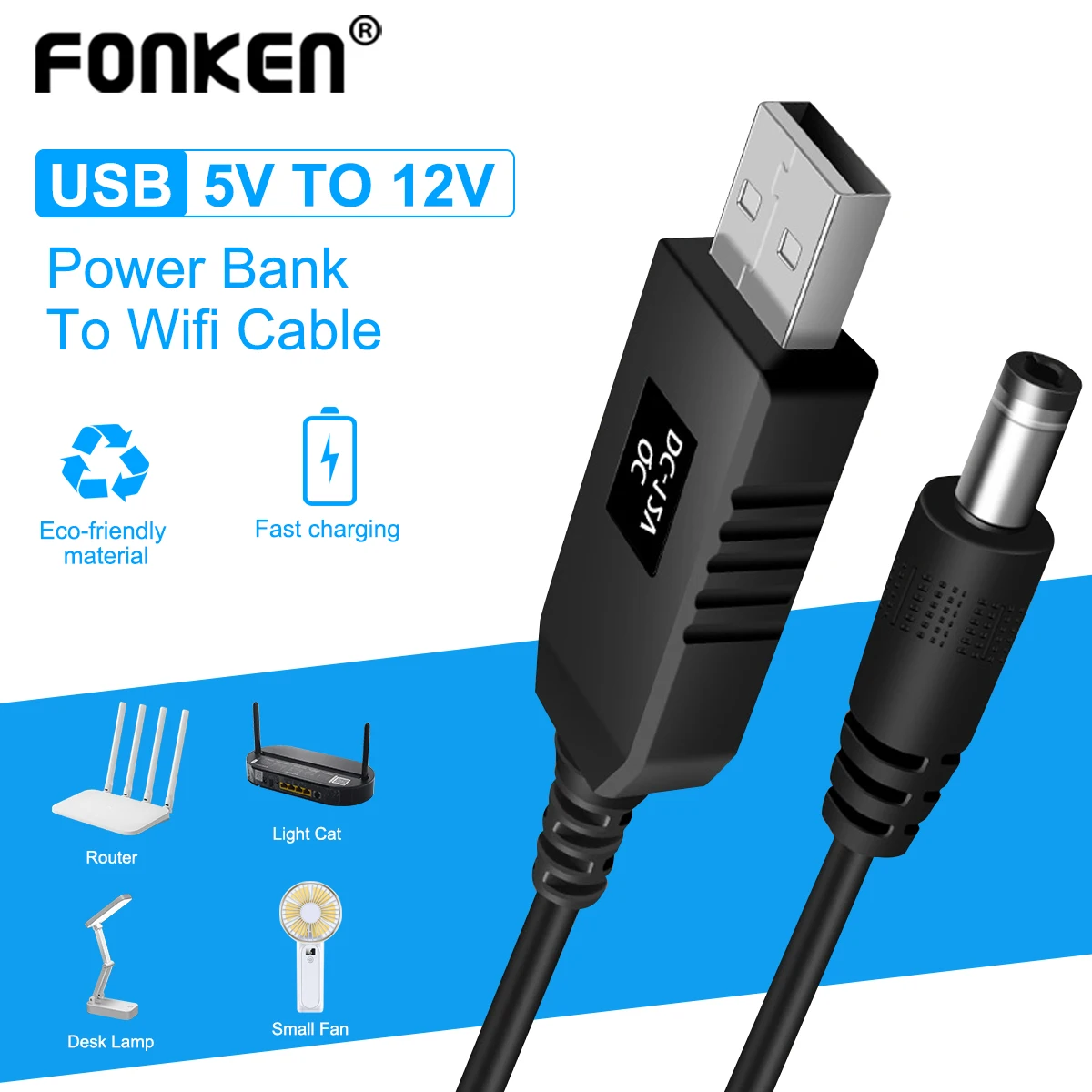 USB 5V till 12V 4.0x1.7mm Strömkabel för Echo Dot 3:e Router LED Högtalare köp billigt - fri frakt, ärliga recensioner med bilder