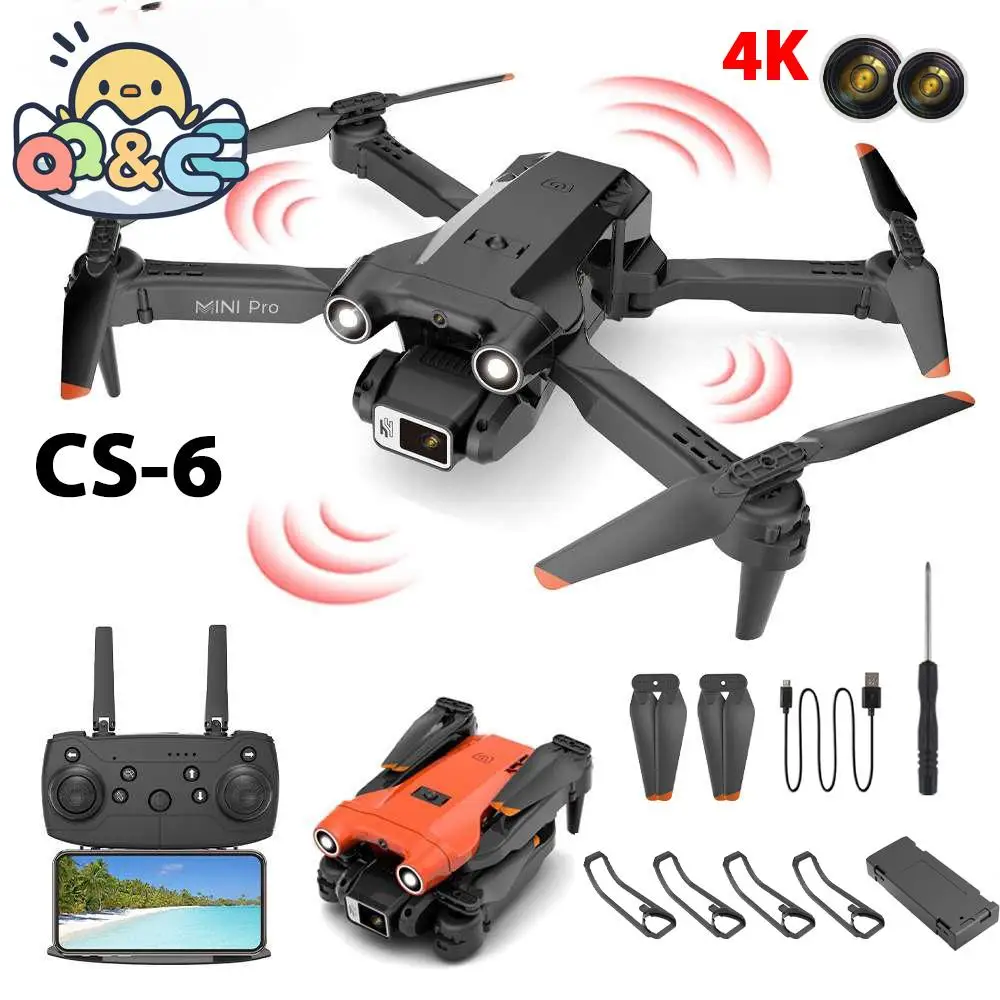 CS6 Drone 4K Dual Camera HD Professional Aerial Stabilization WIFI Foldable Quadcopter Remote Control Helicopter with LED