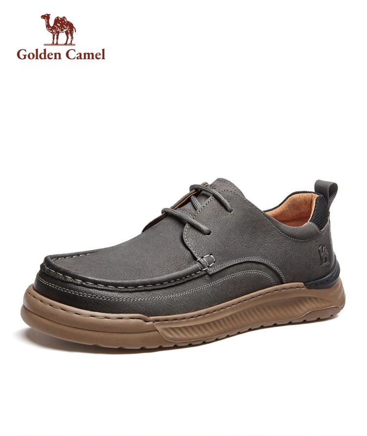 Golden Camel Men's Casual Leather Shoes 2026 Spring Retro Versatile Low Cut Workwear Shoes Soft Sole Non-slip Business Shoes