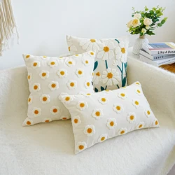 1pc Daisy Floral Embroidered Throw Pillow Cover Cushion Pillow Case For Sofa Living Room, Home Decor Without Insert