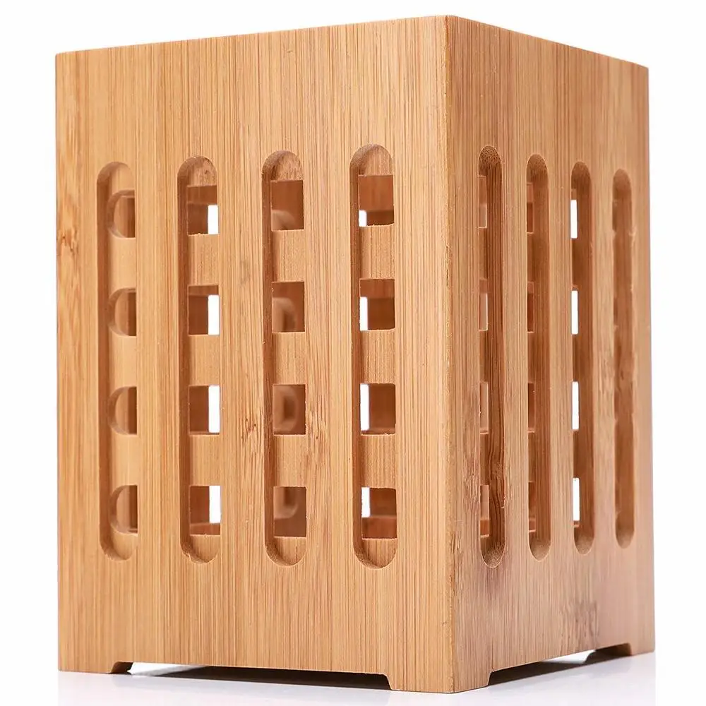 Square Hollow Grid Bamboo Containers Kitchen Utensil Storage Bucket Kitchen Storage Container Elegant Creative Gift Storage Box