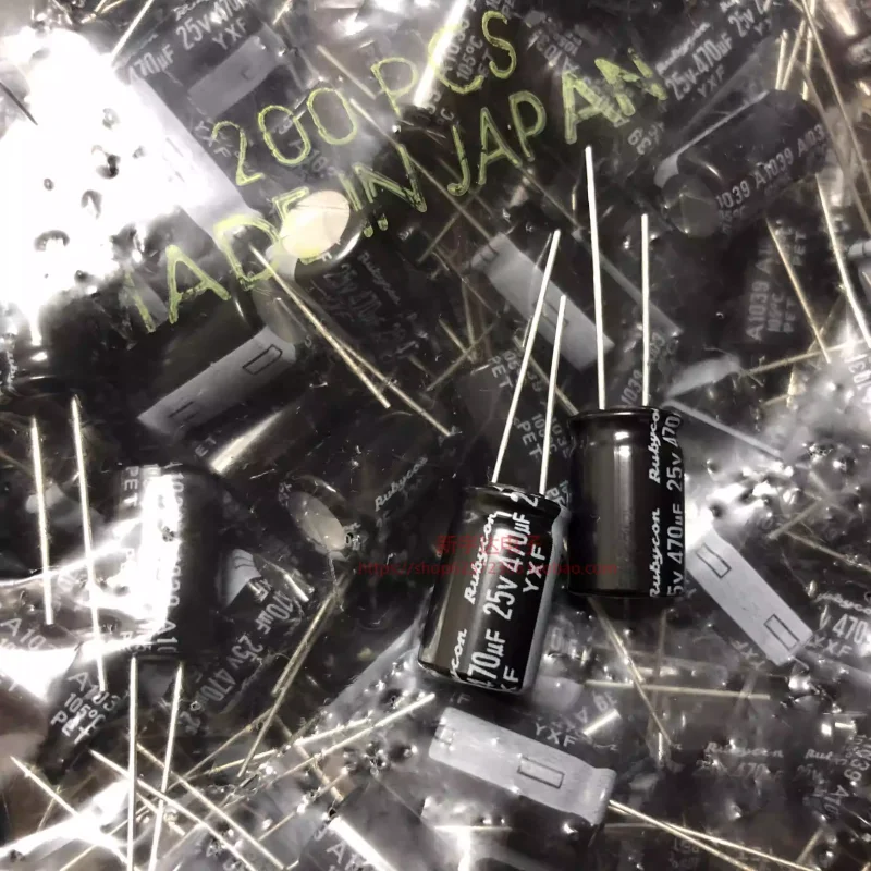 

10-100 шт. 25V470UF 10X16 Японский электролитический конденсатор Ruby YXF, высокочастотный, с низким сопротивлением, 470UF25V, оригинальный