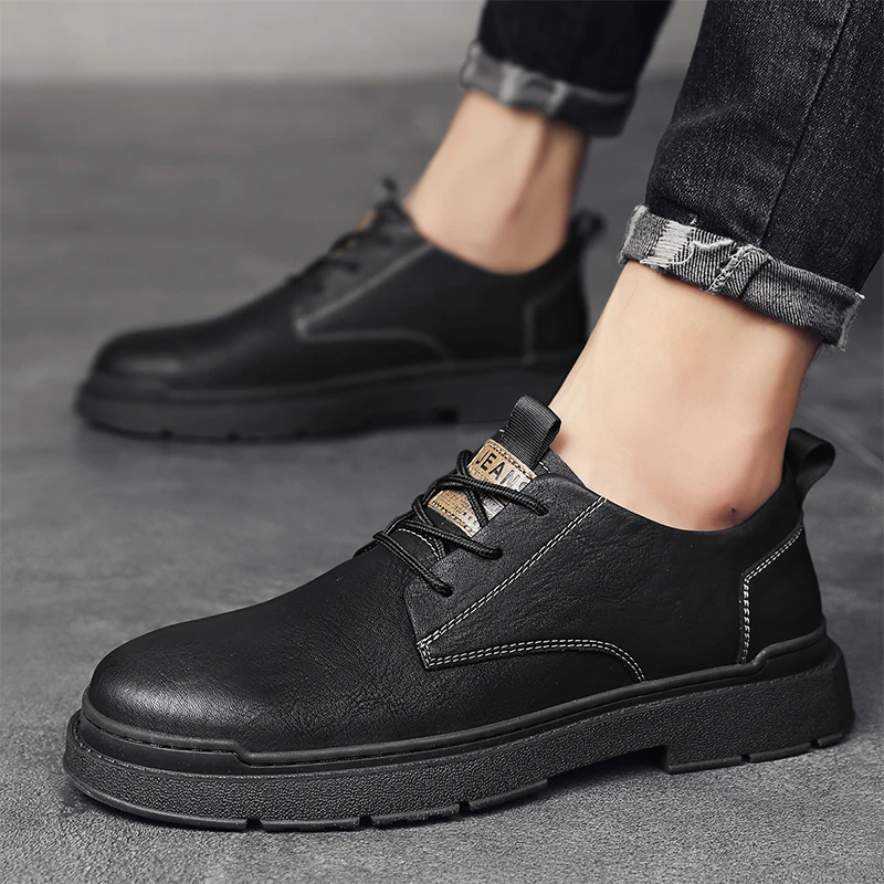 

New Men's Shoes: Chelsea Boots for Men, One-Click Slip-On Fashion Boots, Large-Size Reversible Leather Short Boots, Men's Genuin