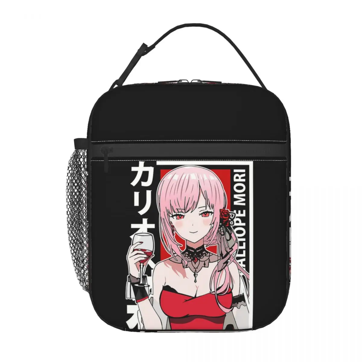 Calliope Mori Red Dress Hololive En Insulated Lunch Bag for Women Kids Leakproof Food Boxes Thermal Lunch Box Tote
