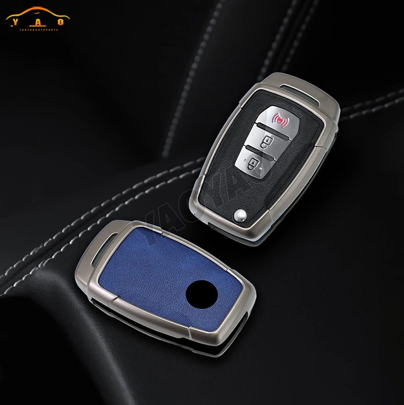 2024 New Zinc Alloy Leather Car Key Case For SsangYong Kyron 2 Sanka Actyon Korando Tivoli Key Protect Fob