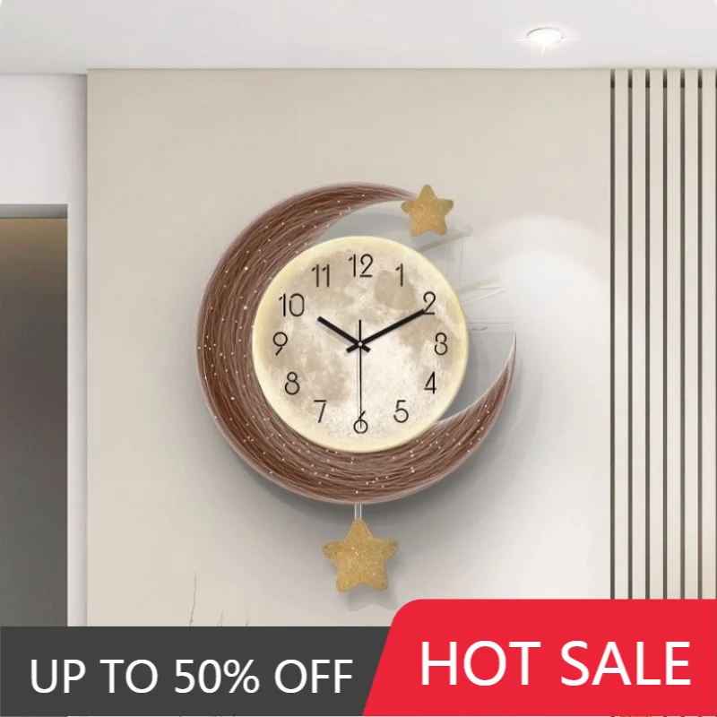 LED Light Wall Clock Dining Room Living Moon The Earth Modelling Silent Movement Bedroom Clock Wall Decoration Home Gifts