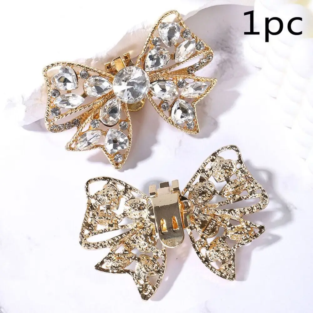 

DIY Rhinestone Shoe Clips Removable High Heel Shoes Buckles Bowknot Charm Jewelry Bridal Shoes Decorations