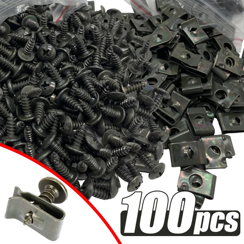 

Self Tapping Screws Metal Fastener Clip for Car Motorcycle U-Type Clip with Screw Anti-rust Protection Clip Screw Iron Sheet Kit