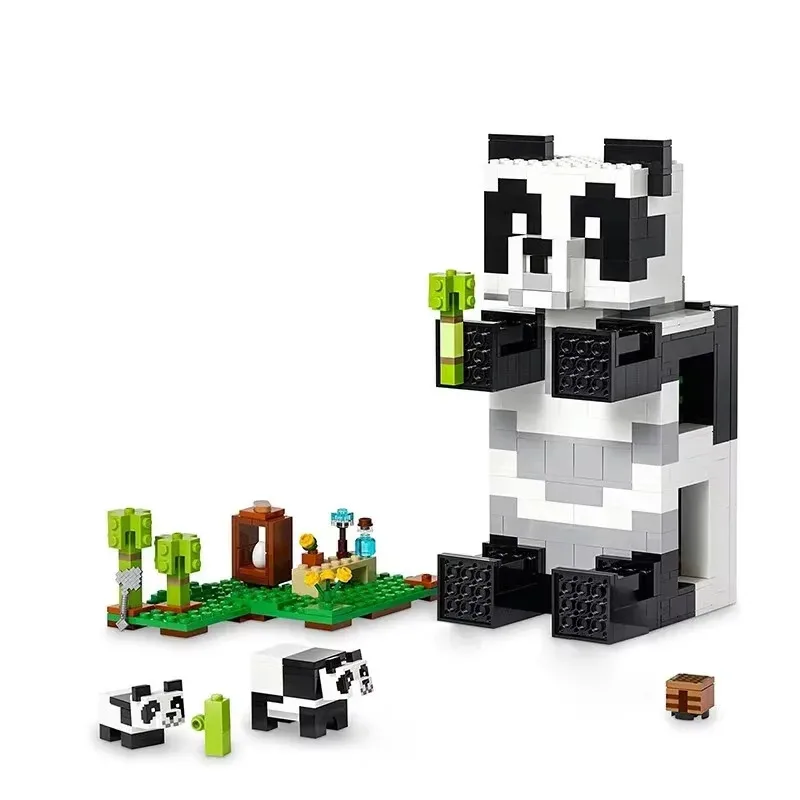 Set Batu Bata Kompatibel MC Seri Dunia DIY Saya Blok Bangunan 21245 The Panda Haven Hadiah Liburan Anak-anak Mainan Perakitan