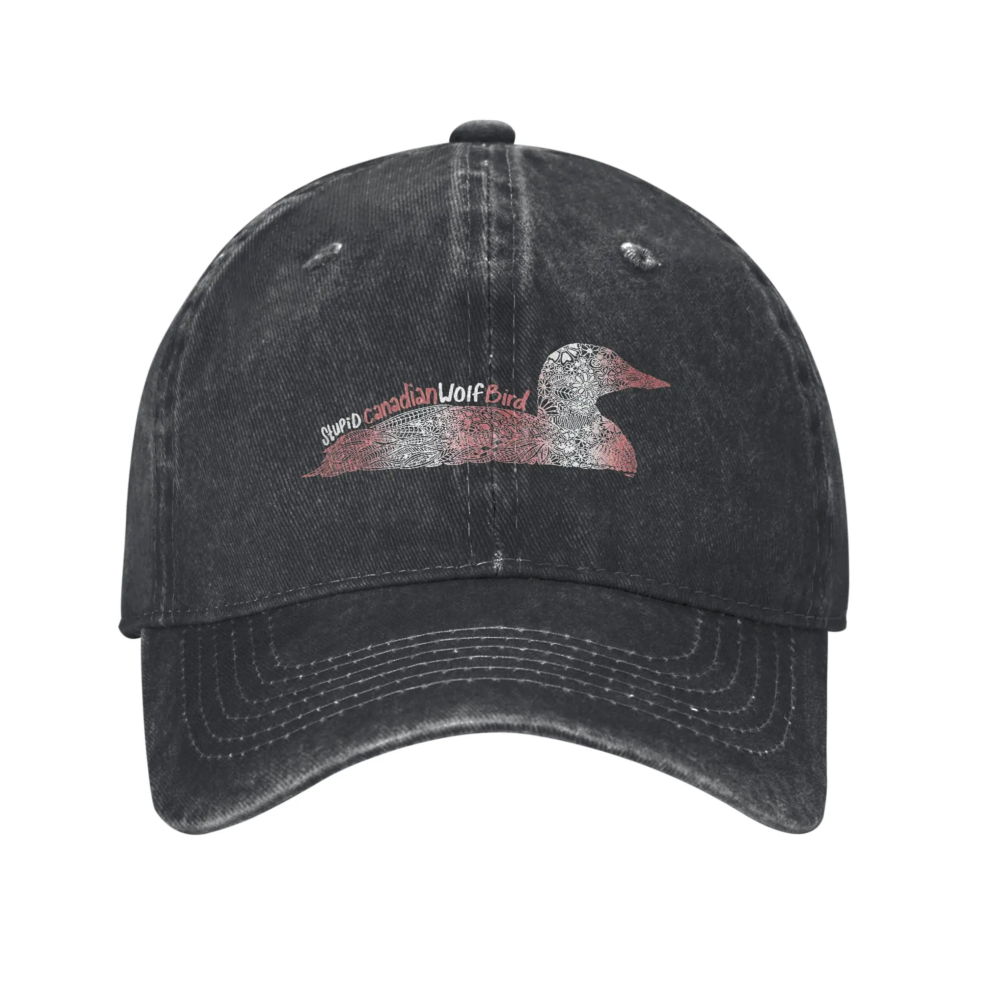 

2026 Stupid Canadian Wolf Bird Red & White Heated Rivalry Baseball Caps Distressed Washed Caps Fashion Outdoor Workouts Gift Sun