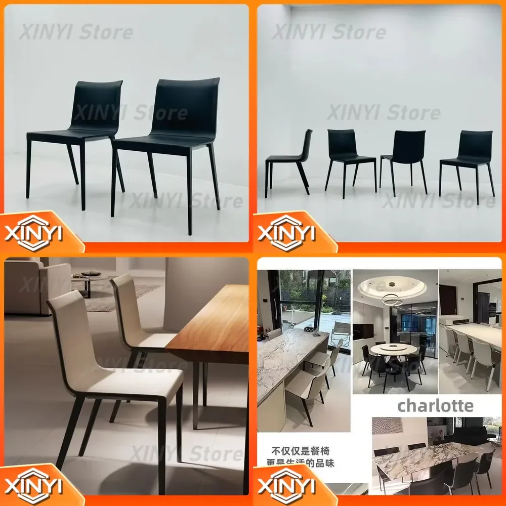 for Charlotte B & B Dining Chair Italian Minimalist Modern Saddle Leather Chair Simple Designer Dining Room Kitchen Island