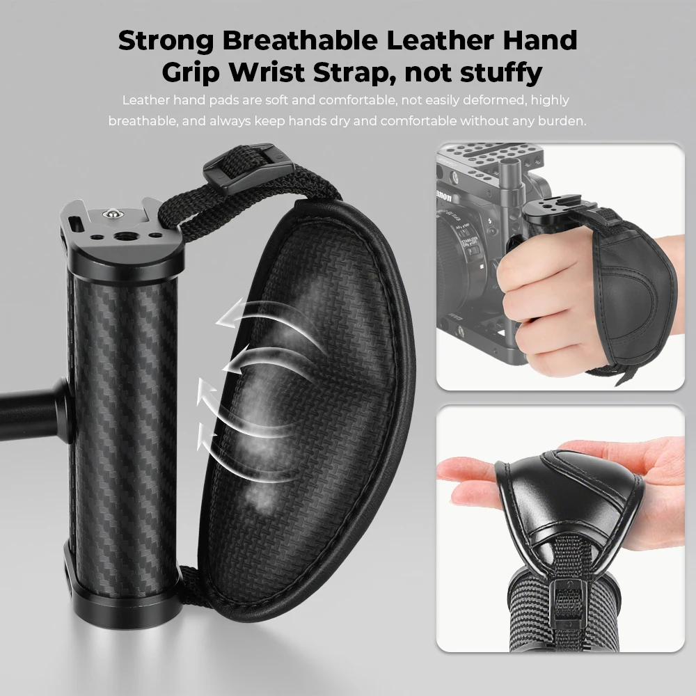 Боковые ручки камеры CAMVATE с регулируемым кожаным ремешком на запястье для крепления с резьбой 1/4 дюйма