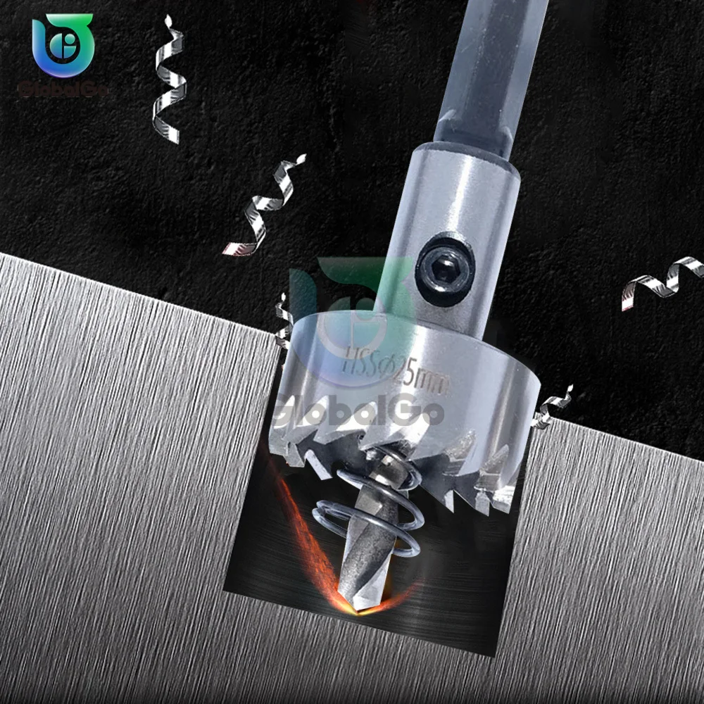 HSS Drill Bit Set 16-50mm Holesaw Hole Saw Cutter Drilling Kit Hand Tool For Stainless Steel Wood Metal Alloy Cutting Tip Drill