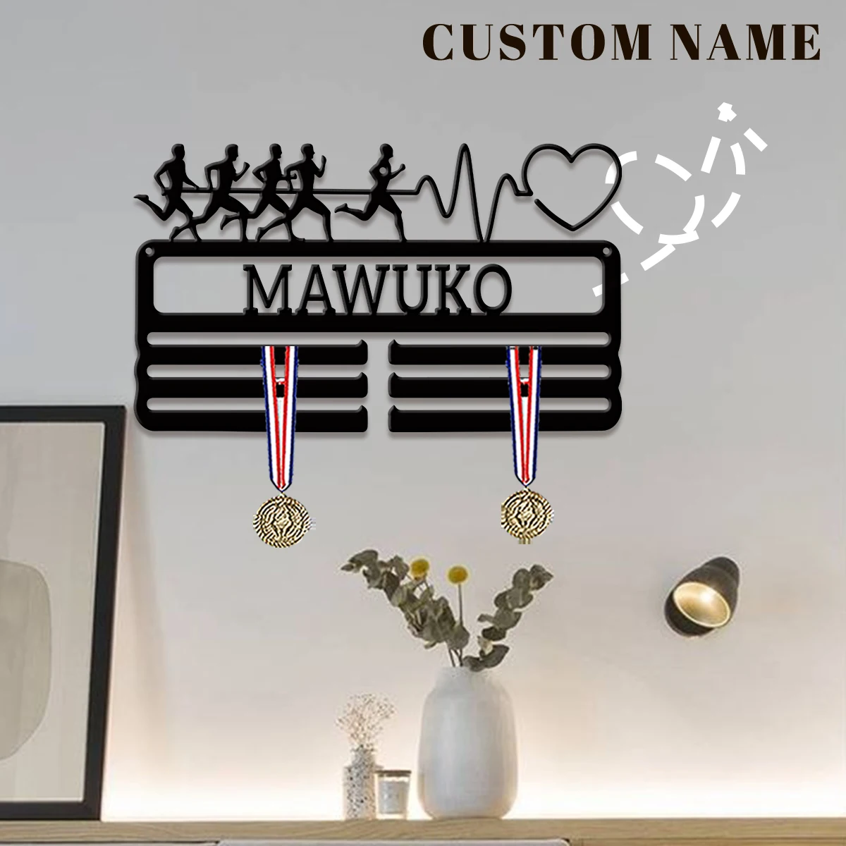 Custom Speed Runner Metal Medal Display Rack, Valentines Gift, for Room Decor, Suitable for Basketball, Football Exercise