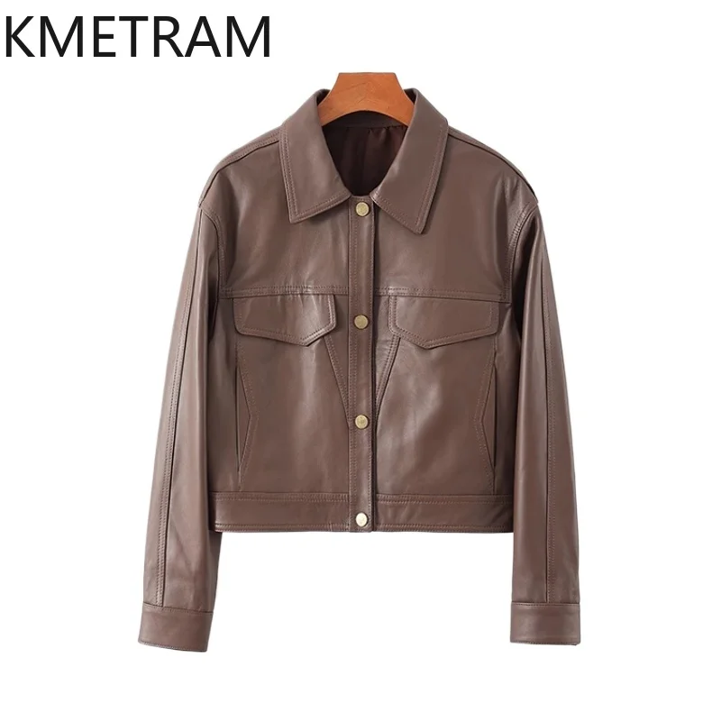 

Куртки из 100% верхнего слоя из овчины, женская винтажная короткая куртка из натуральной кожи, новинка 2023 года, верхняя одежда, осенняя женская одежда plataforma судеб