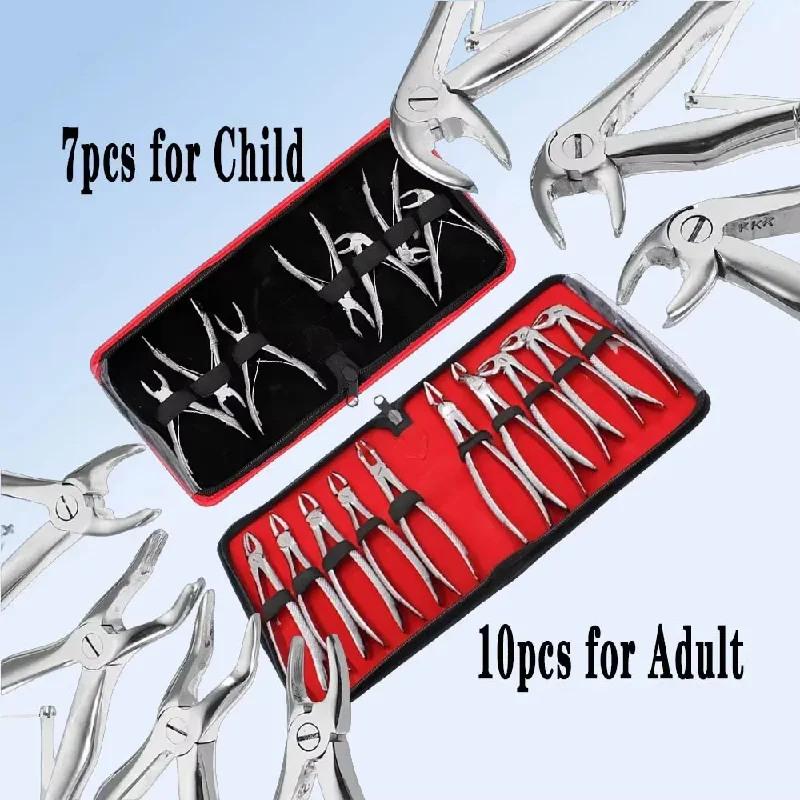 Dentistry Extraction Forceps Kit for Adult and Children Teeth Removal Curved Root Elevator Dental Surgical Instruments Set