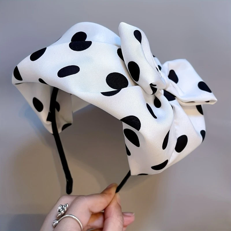 

3pcs Elegant Black and White Polka Dot Satin Headband- Breathable, Lightweight, Comfortable Hair Accessory for Weddings Parties