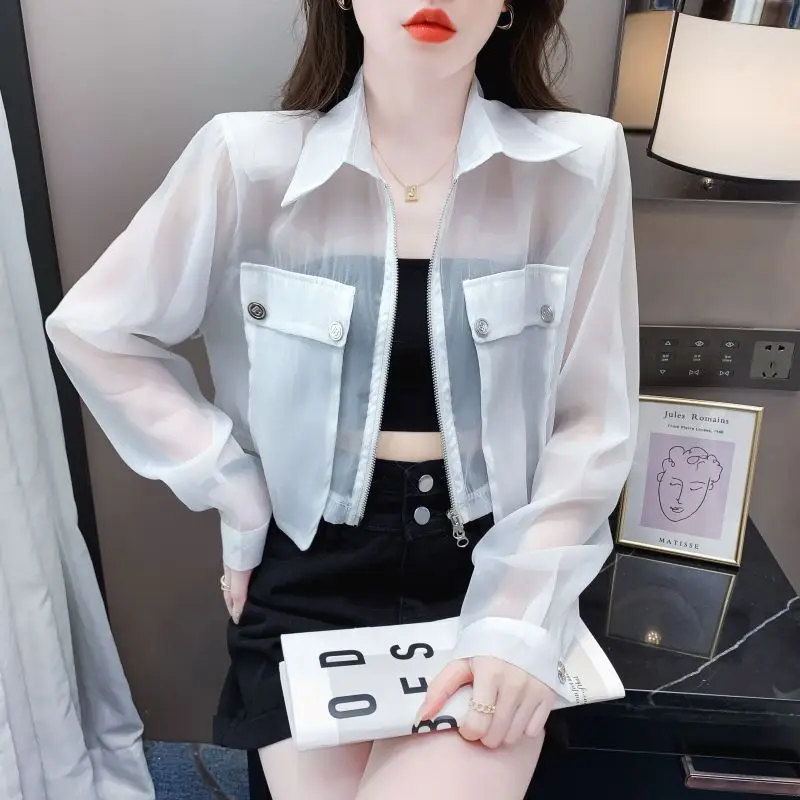 Protection jacket women Sun-protective coat Coat for Summer Air Conditioning Clothing Breathable Solid Color