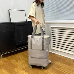 Travel Duffel Bag with Detachable Wheels Capacity Expandable Rolling Duffle Bag with Wheels Waterproof Suitcase for Travel