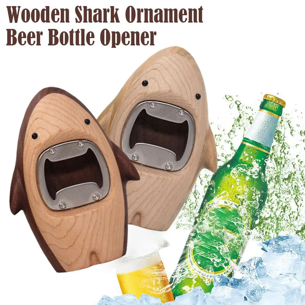 

Wooden Shark Ornament Beer Bottle Opener Home Decoration Kitchen Bar Accessories Tool For Party Gift Unique Cool Design Ope B1U7