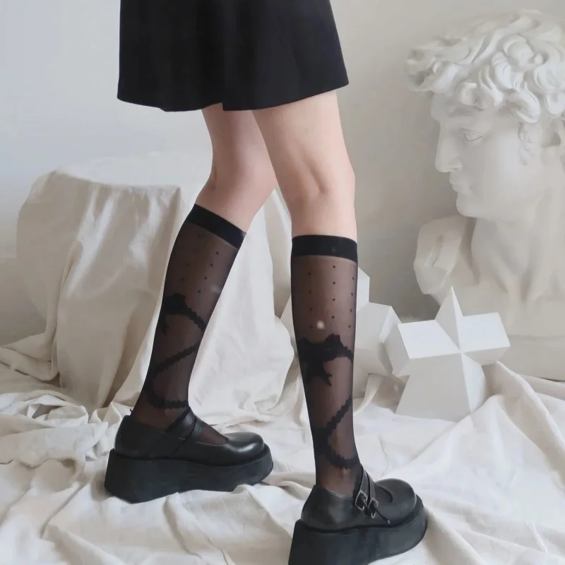 INS Glass Transparent Calf Stockings Female Sweet Lolita Summer Thin Snagging Resistant Tube Socks Student Korean Style