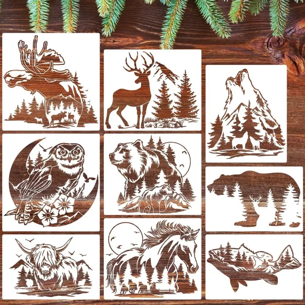

Burn Template Painting 12 "Deer template Horse Template Bear Wolf Moose Painting Template T-shirt fabric wood