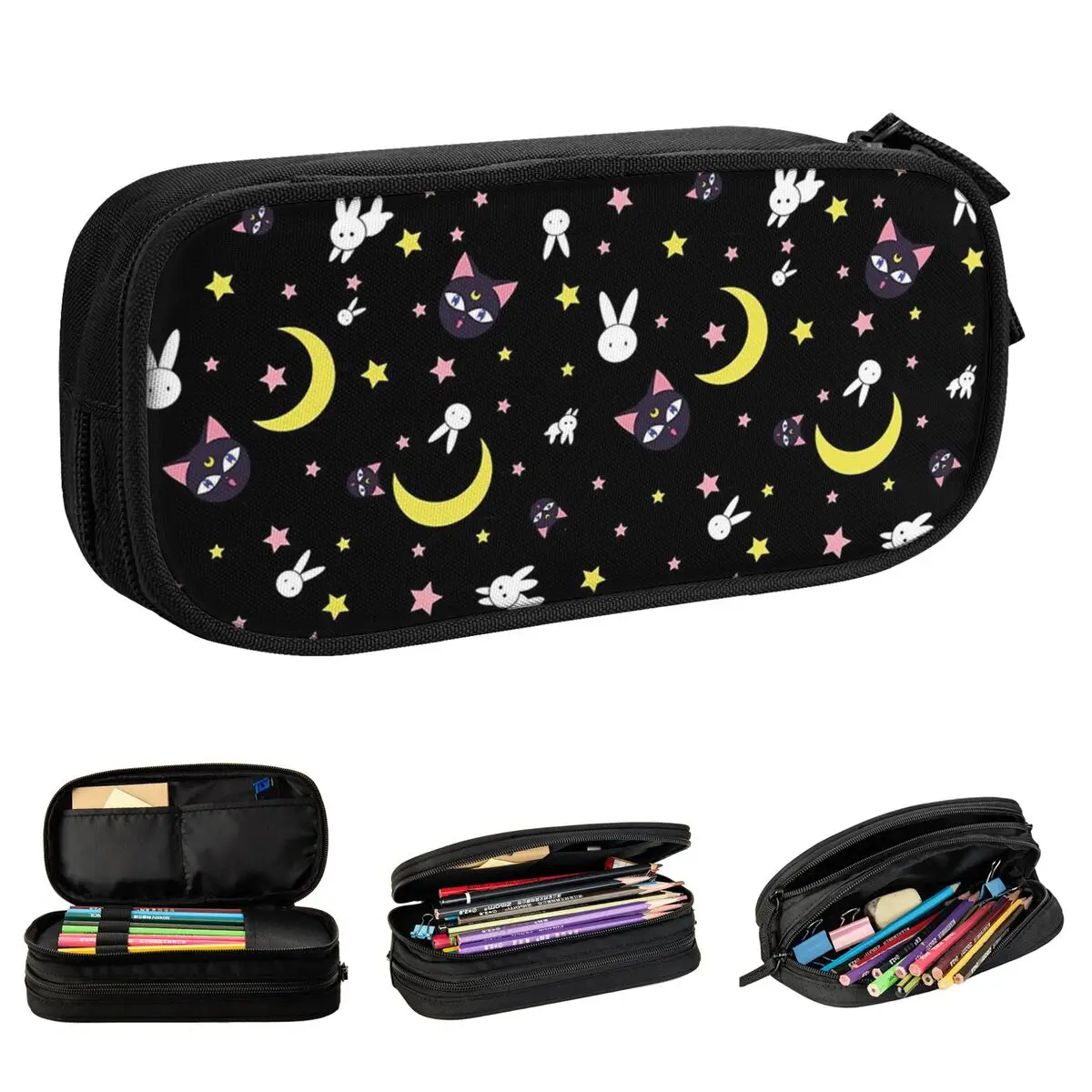 Moon Girl Rabbit Pencil Case Anime Pencil Box Pen Holder for Student Big Capacity Bag School Supplies Gifts Stationery