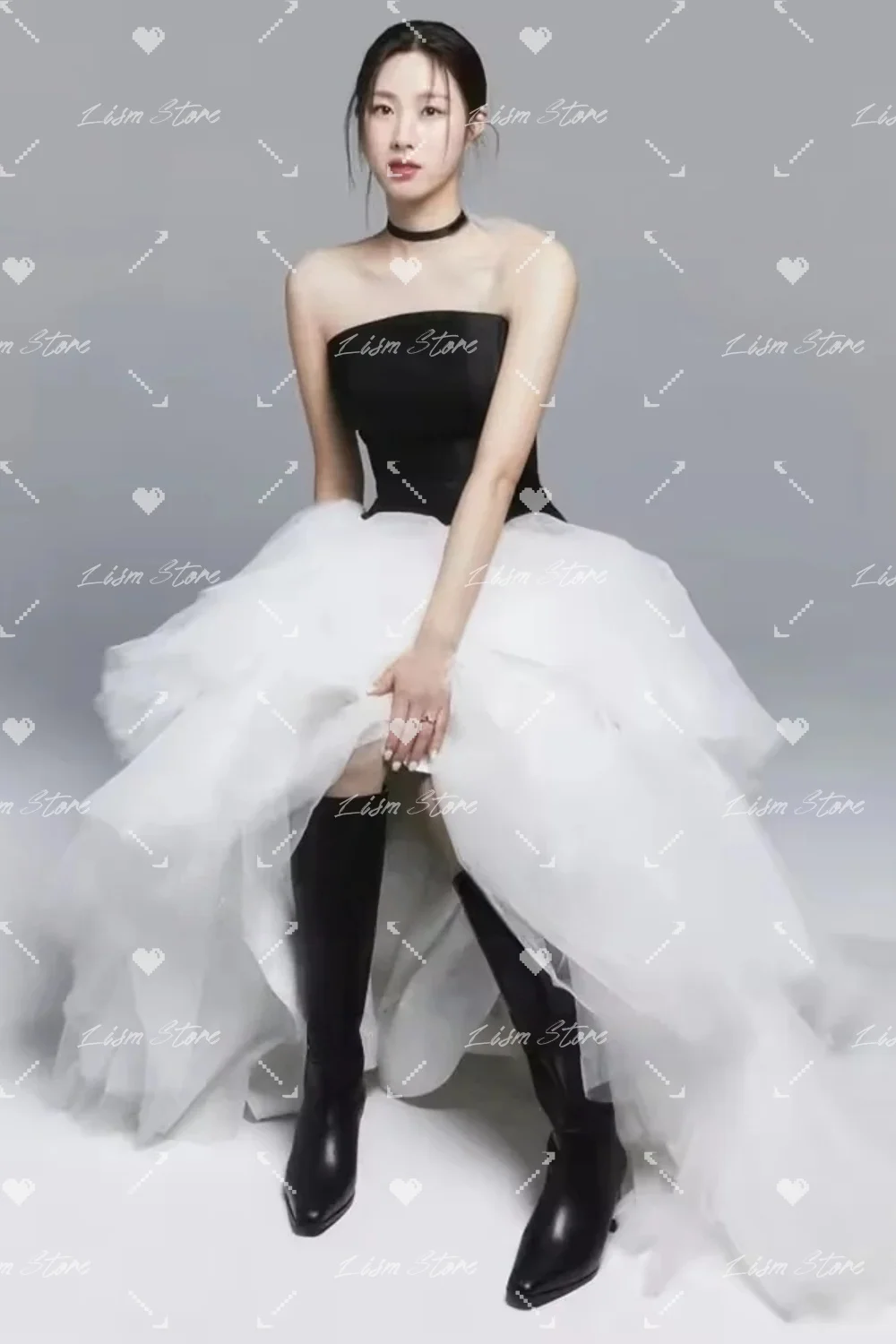Lism Color Blocking Korean Wedding Dresses Strapless A Line Evening Party Dresses Customized Photo Shoot Bridal Gown Customized