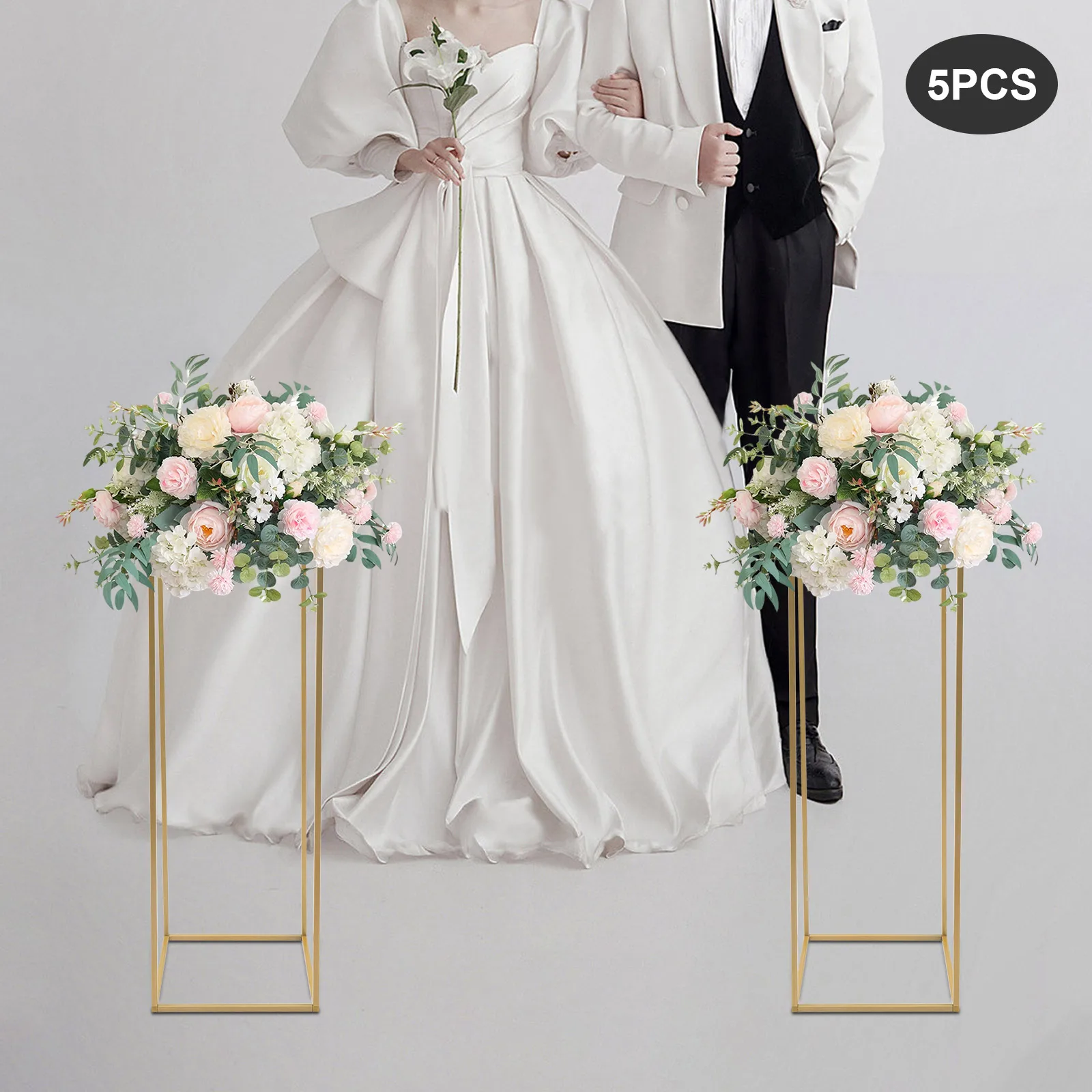 

5 шт. золотые подставки для свадебных цветов - сталь, стабильная структура, простая установка для свадеб, вечеринок, декора стола - безопасные гладкие края