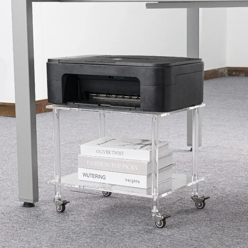 Nordic style transparent acrylic table light luxury printer bracket multi-functional cart mobile side shelf