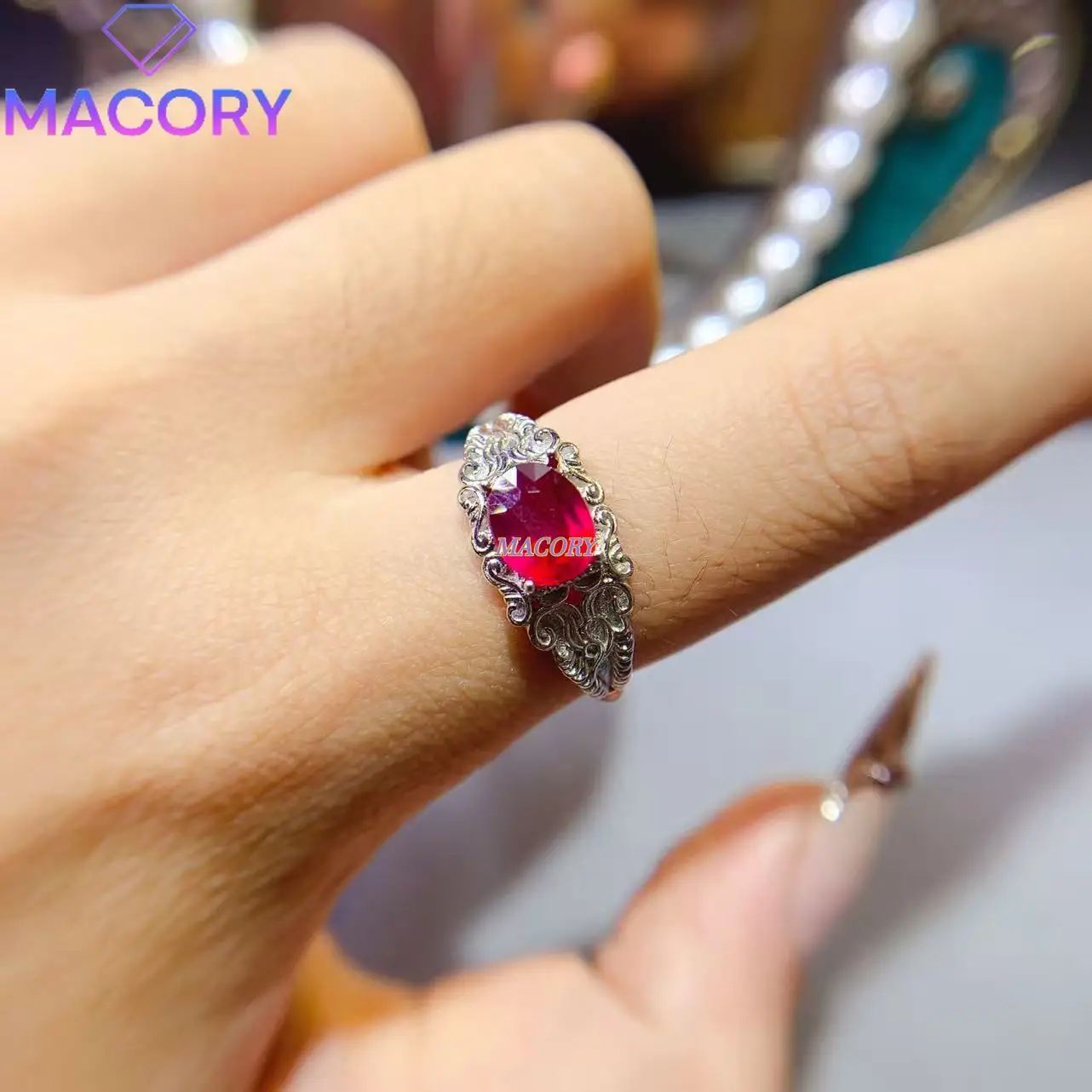 خاتم روبي جديد للنساء، فضة استرلينية 925، هدية عيد الحب وعطلة عيد الميلاد، كلاسيكية وعصرية #4