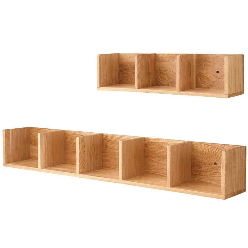 Solid wood shelves Wall lattice decorative shelves White oak Nordic Japanese living room wall cabinet TV wall bookshelf