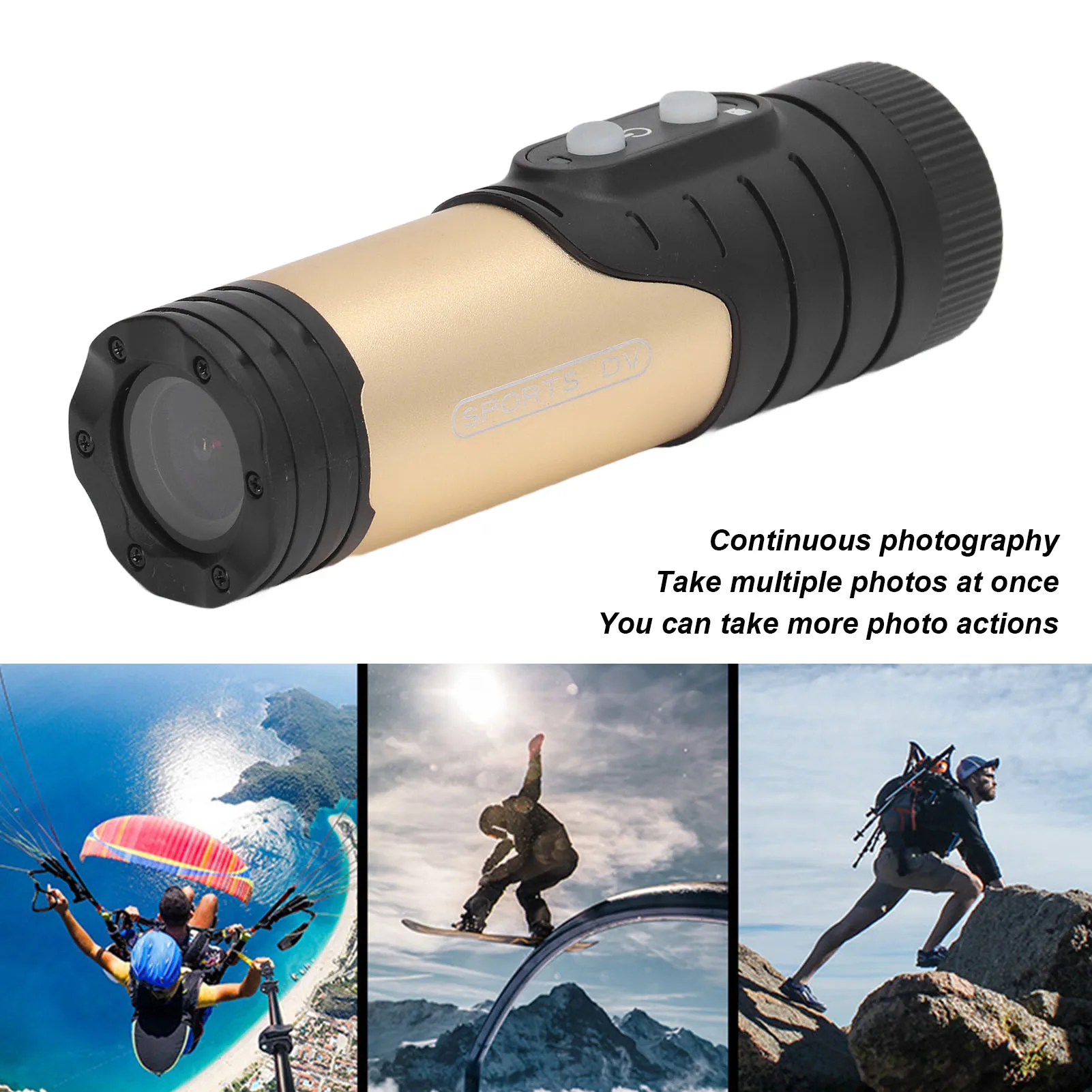 

Mini Sports DV Camera 12MP WiFi IP66 Waterproof 1600mAh Type C 120 Wide Degree Outdoor Sports Helmet Camera for Motorcycle Bike